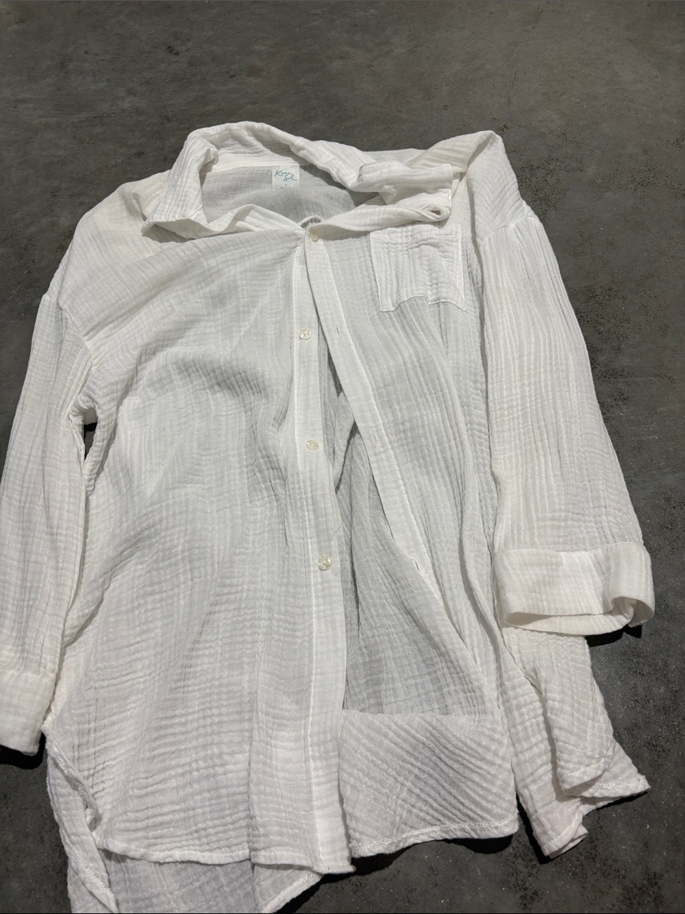 Kona Sol White Lightweight Button-Up Swim Coverup